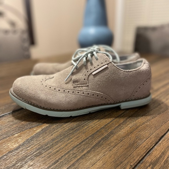 True Linkswear Dame Wingtip Suede Golf Shoes Gray Mint Women's Size 8.5 Athletic - Picture 1 of 12